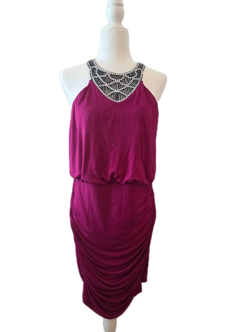 VENUS Dress Beaded Neck Women's Magenta Sleeveless Homecoming Party 2016 Large